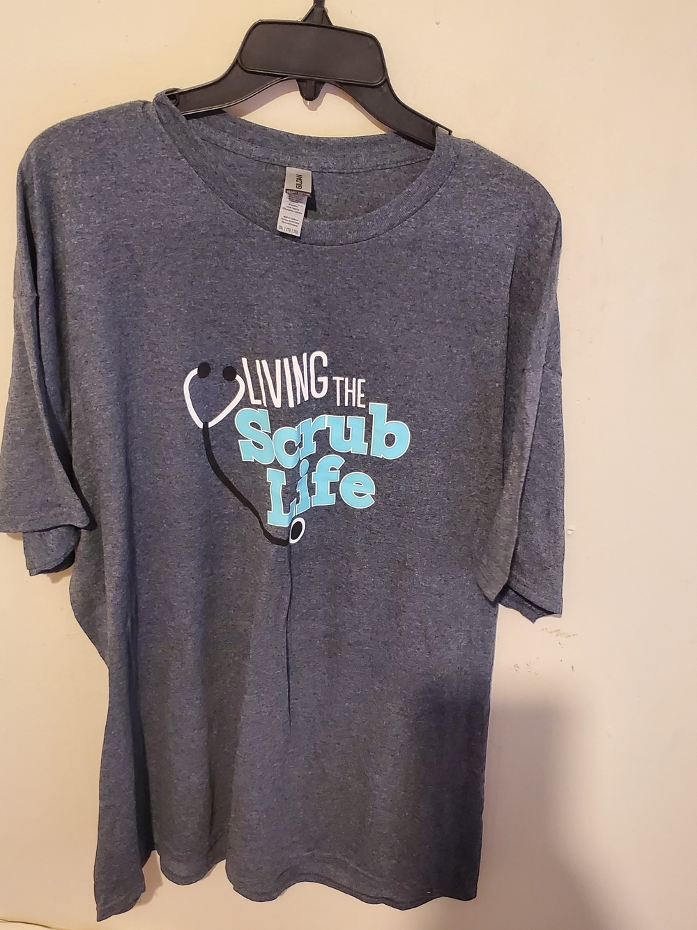 Living the Scrub Life Graphic Tee - Heather Blue Size 2x